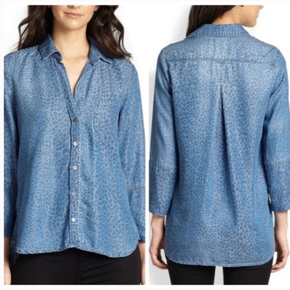 Bella Dahl Blue Cheetah Chambray Button Down - Picture 3 of 8